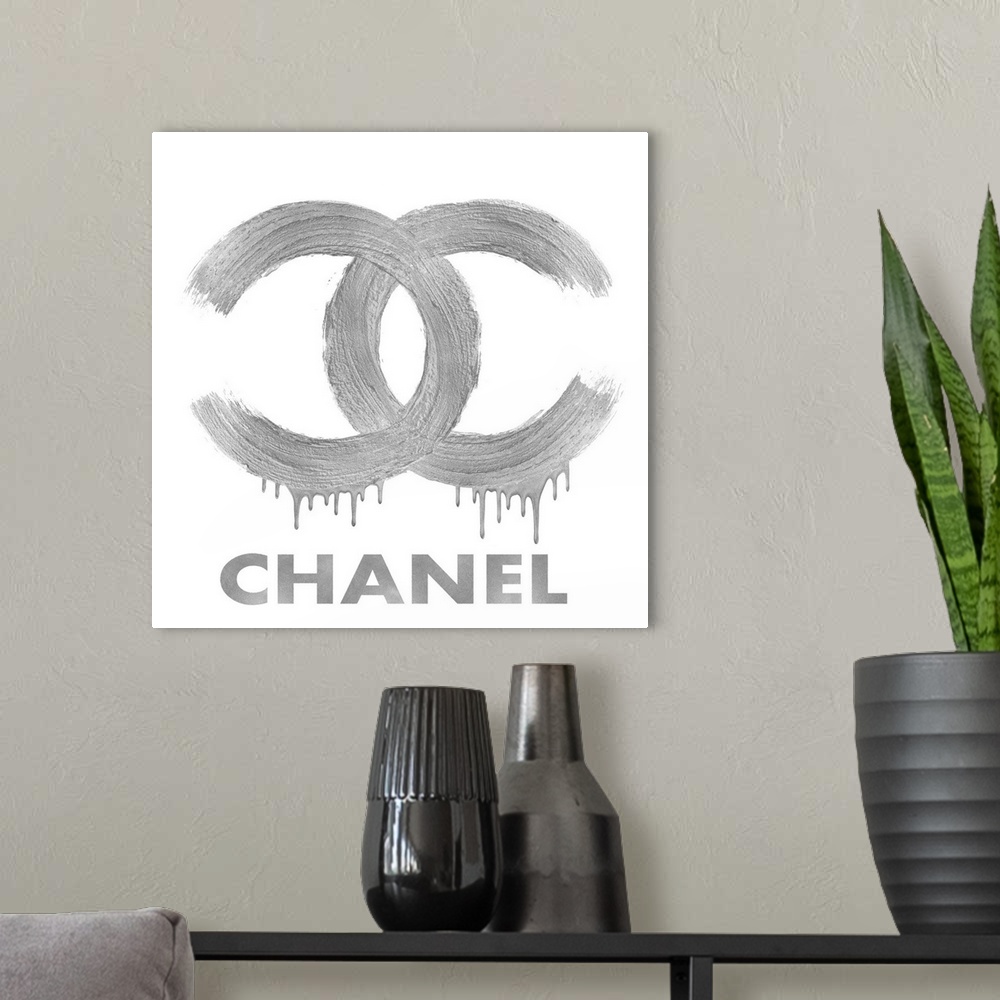 A modern room featuring Fashion Logo Silver On White