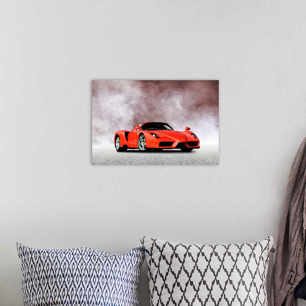 A bohemian room featuring Ferrari Enzo