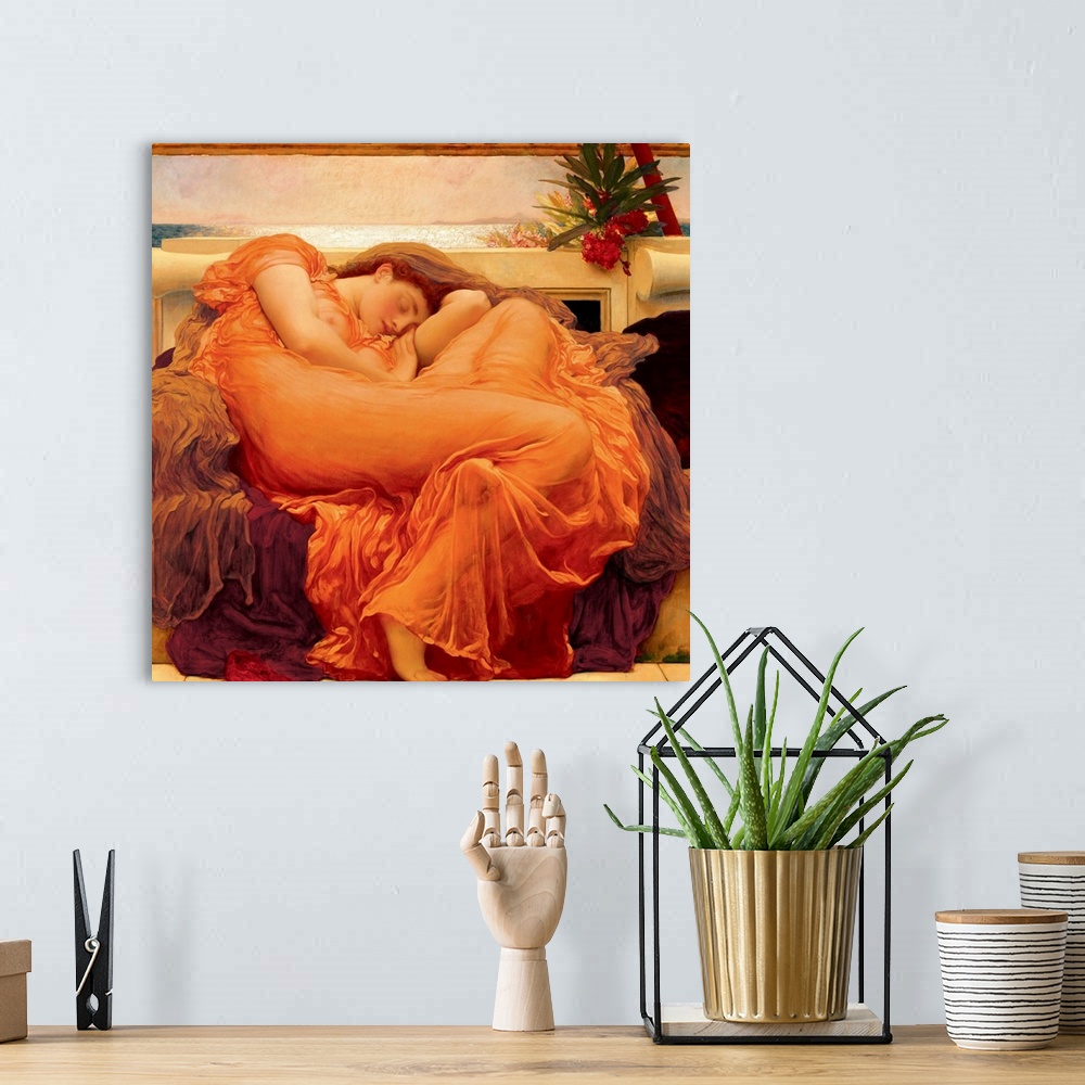 A bohemian room featuring Flaming June (1895) by Frederic Leighton.