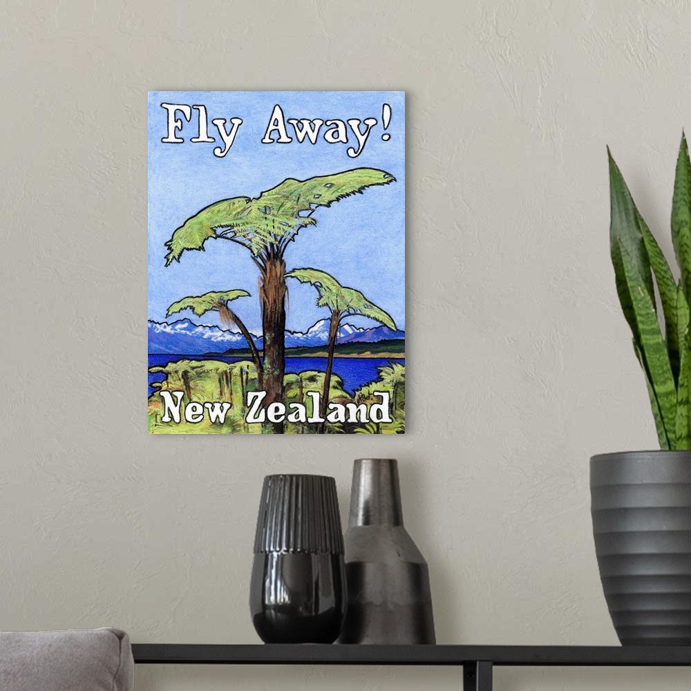 A modern room featuring Fly Away! New Zealand