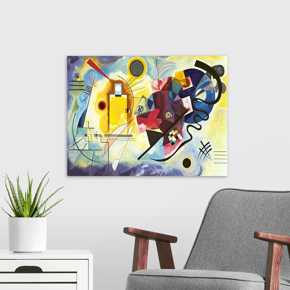 A modern room featuring Yellow-Red-Blue, 1925 by Wassily Kandinsky