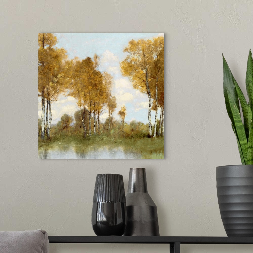 A modern room featuring Golden Tree Pond II