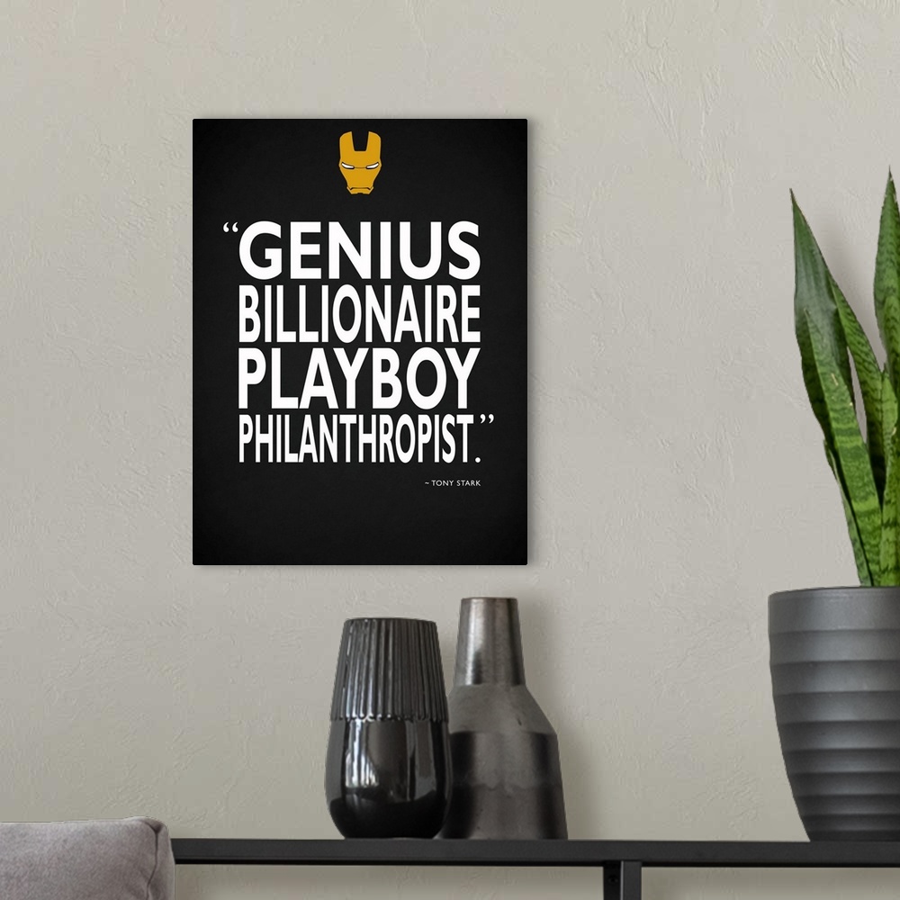 A modern room featuring "Genius billionaire playboy philanthropist." -Tony Stark