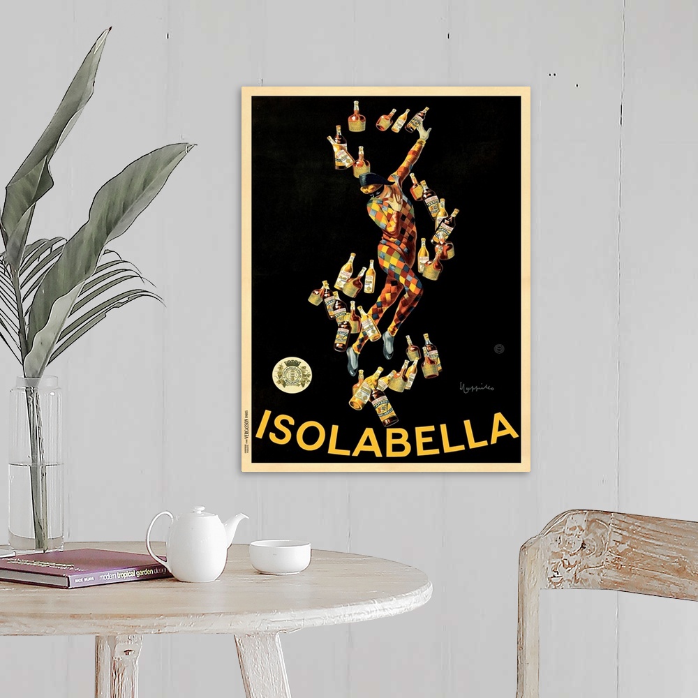 A farmhouse room featuring Vintage advertisement of Isolabella (1910) by Leonetto Cappiello.