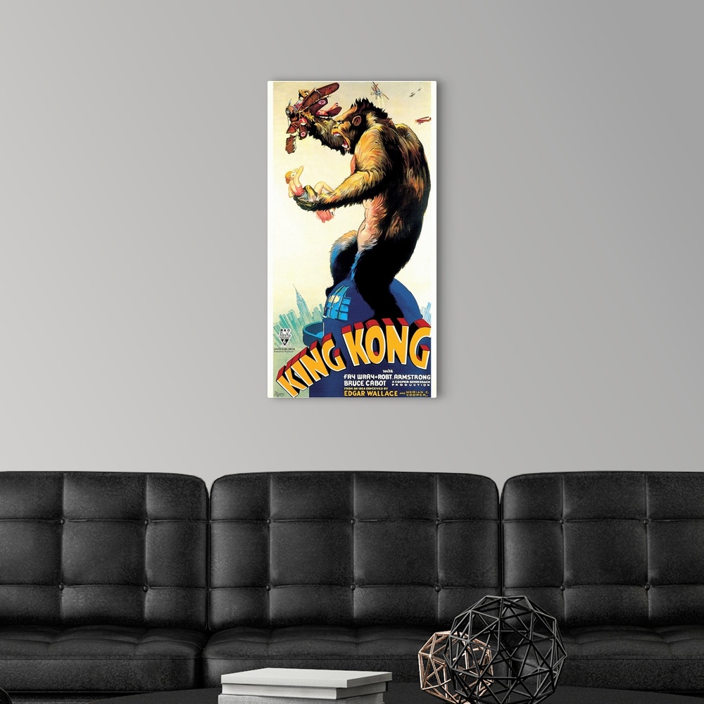 A modern room featuring Vintage movie poster of King Kong from 1933.