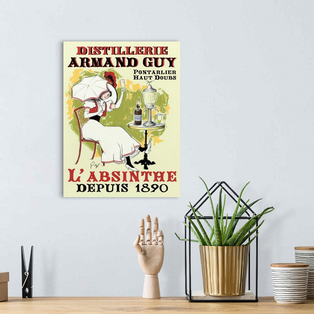A bohemian room featuring Vintage French poster advertisement.