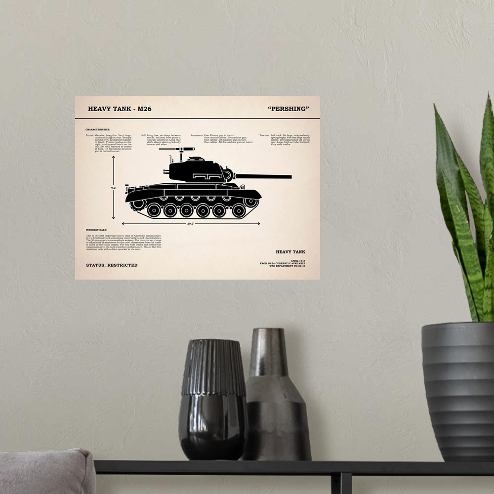 A modern room featuring M26 Pershing Tank