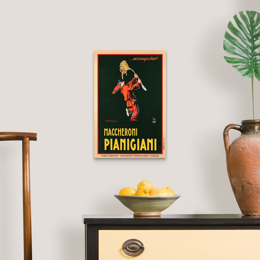 A traditional room featuring Vintage advertisement for Maccheroni Pianigiani, 1922