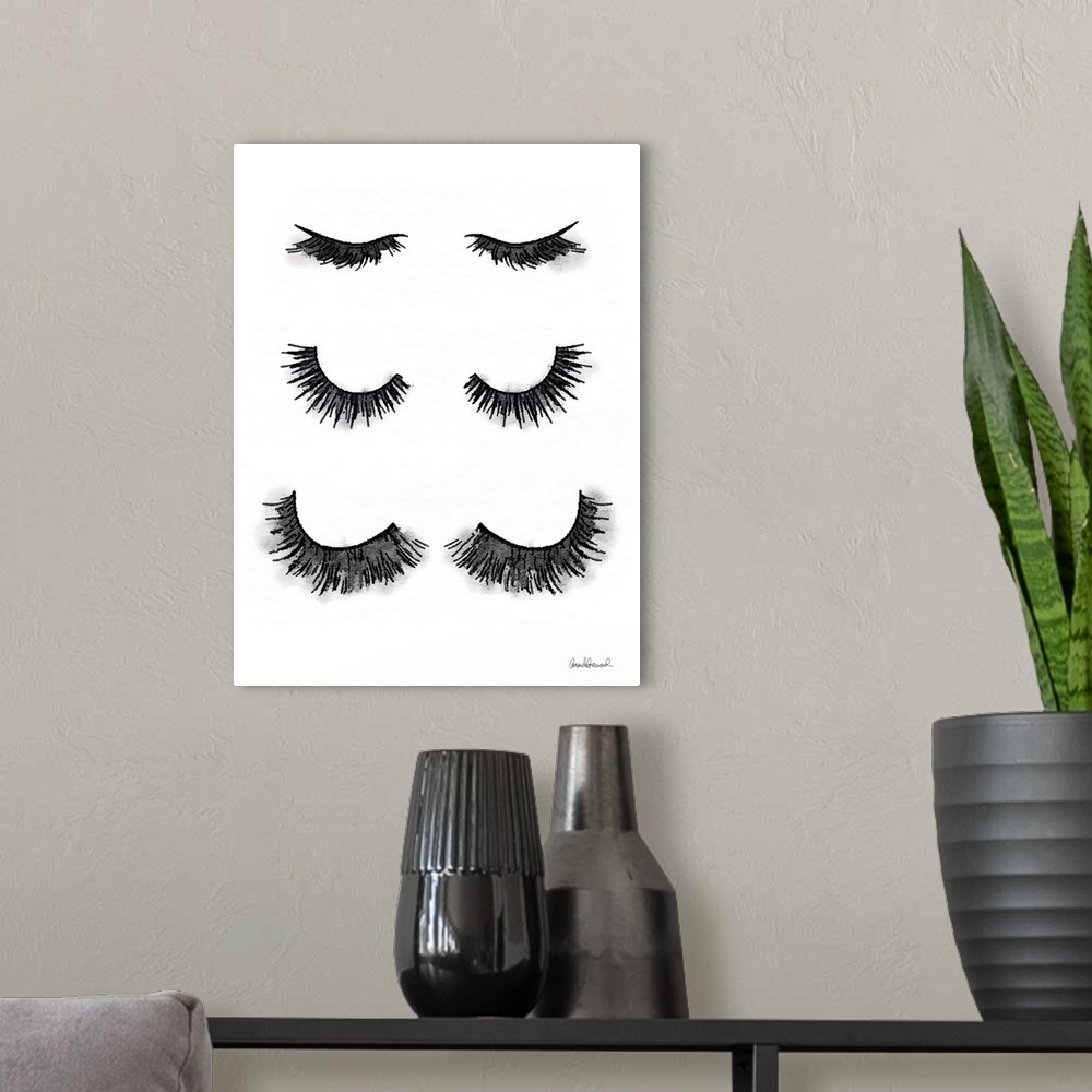 A modern room featuring Rows of eyelashes in various lengths of lash.
