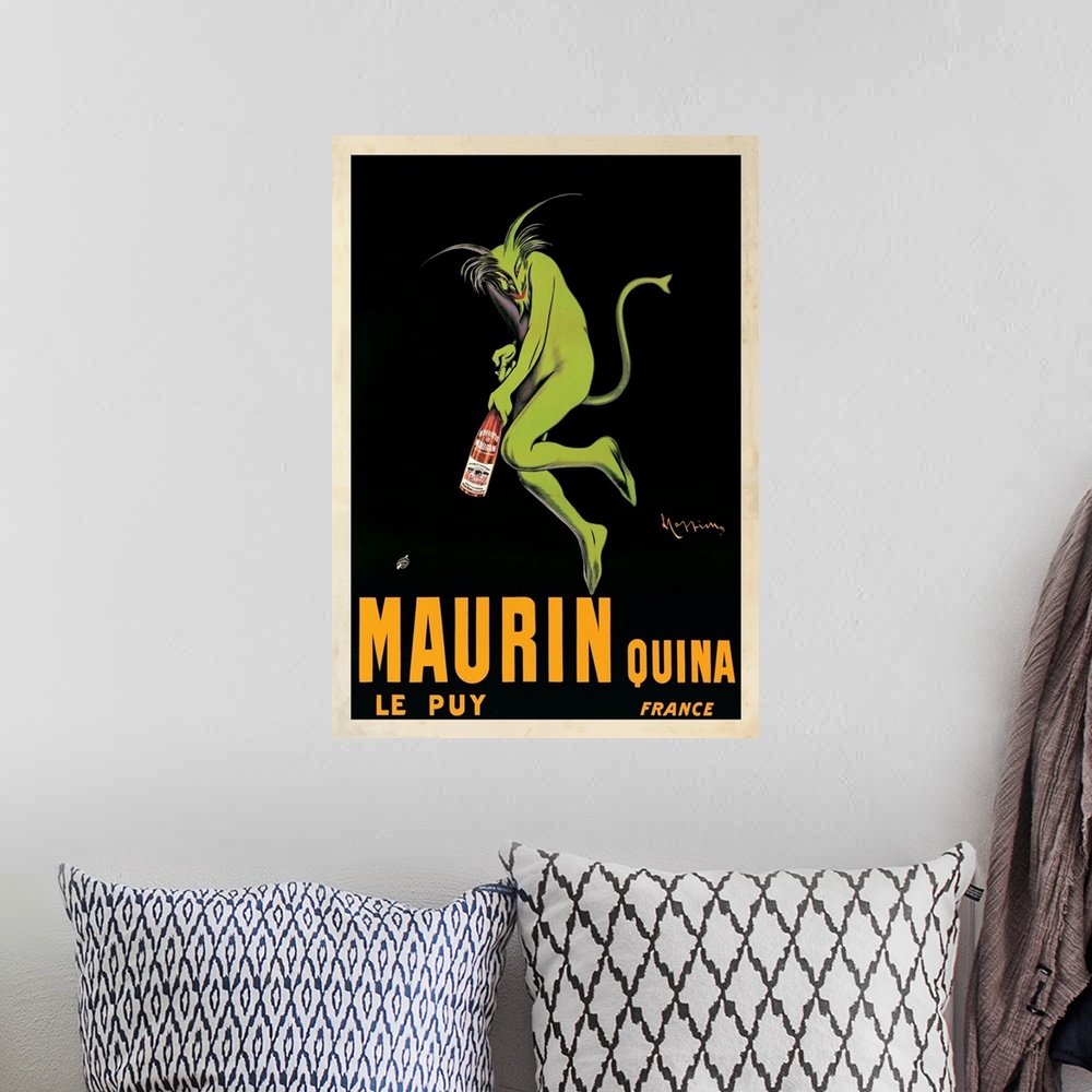 A bohemian room featuring Vintage advertisement of Maurin Quina, 1920 ca by Leonetto Cappiello.