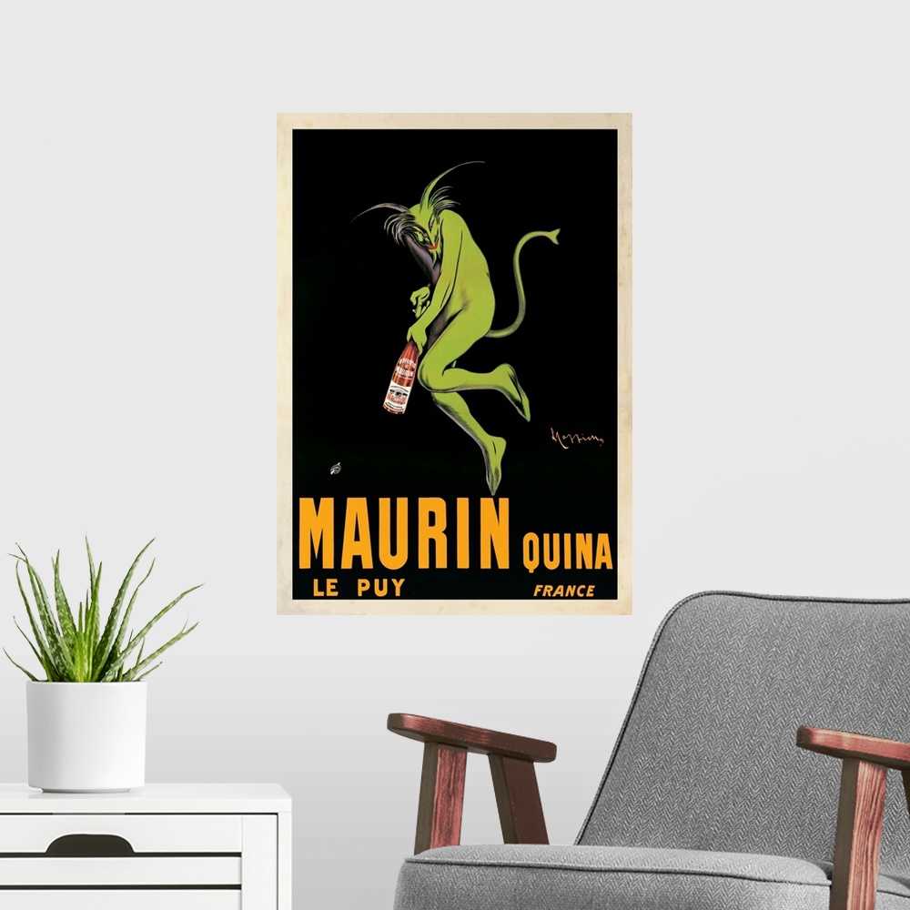 A modern room featuring Vintage advertisement of Maurin Quina, 1920 ca by Leonetto Cappiello.