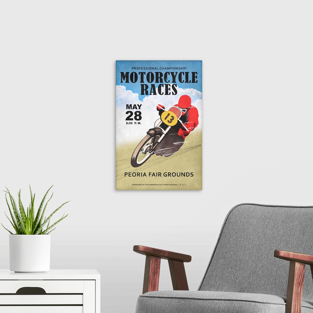 A modern room featuring Motor-Cycle Races Roanoke