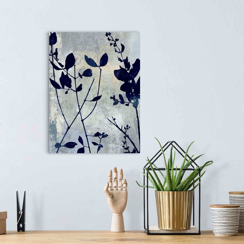 A bohemian room featuring Nature Blue Silhouette I