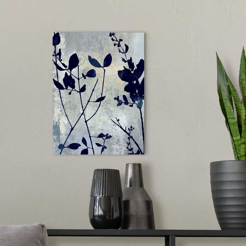 A modern room featuring Nature Blue Silhouette I
