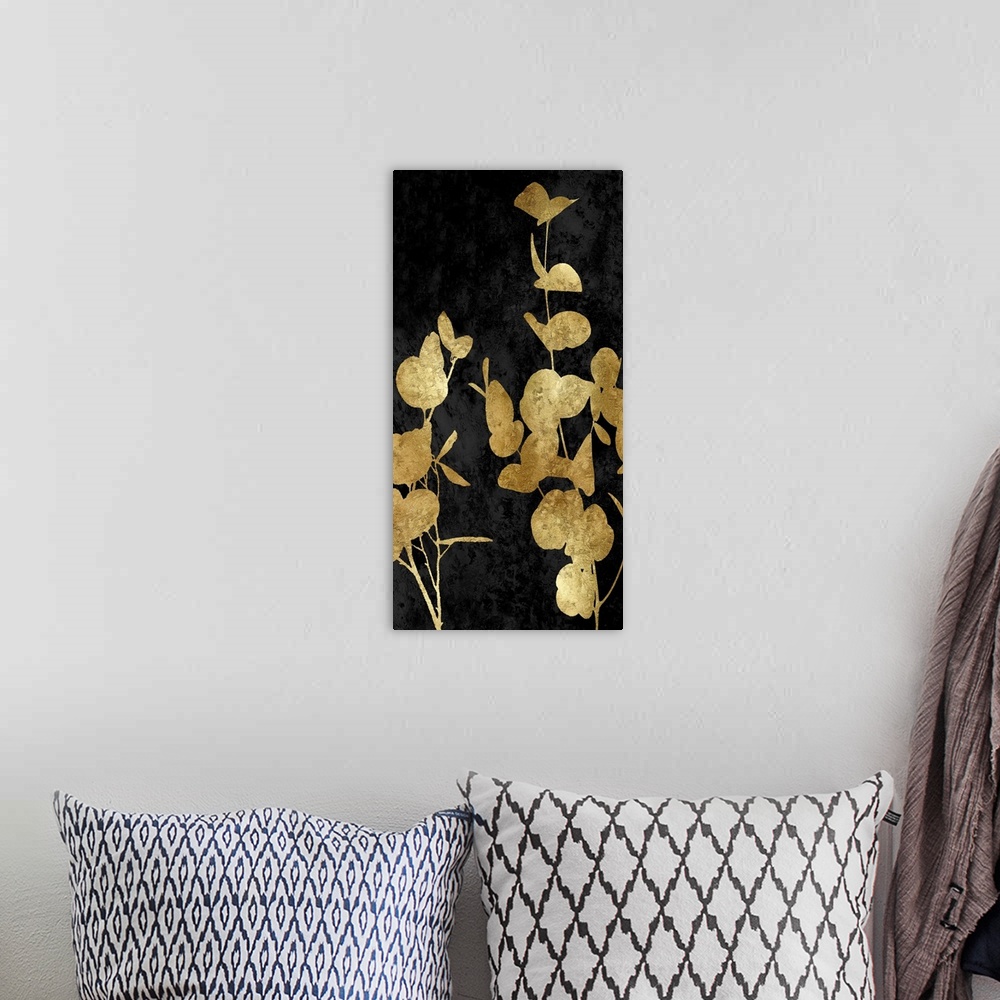 A bohemian room featuring Nature Panel Gold on Black I