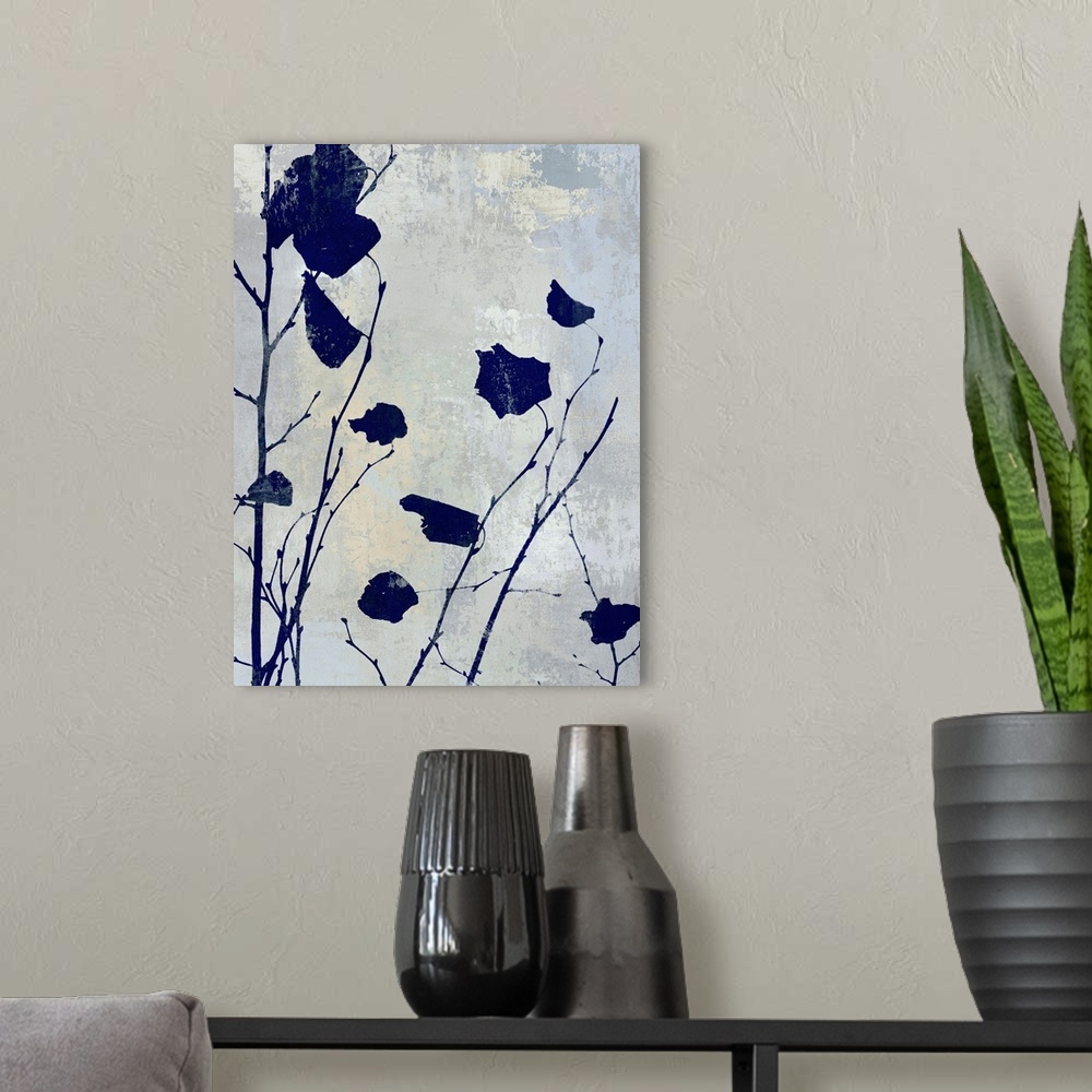A modern room featuring Nature Silhouette Blue III