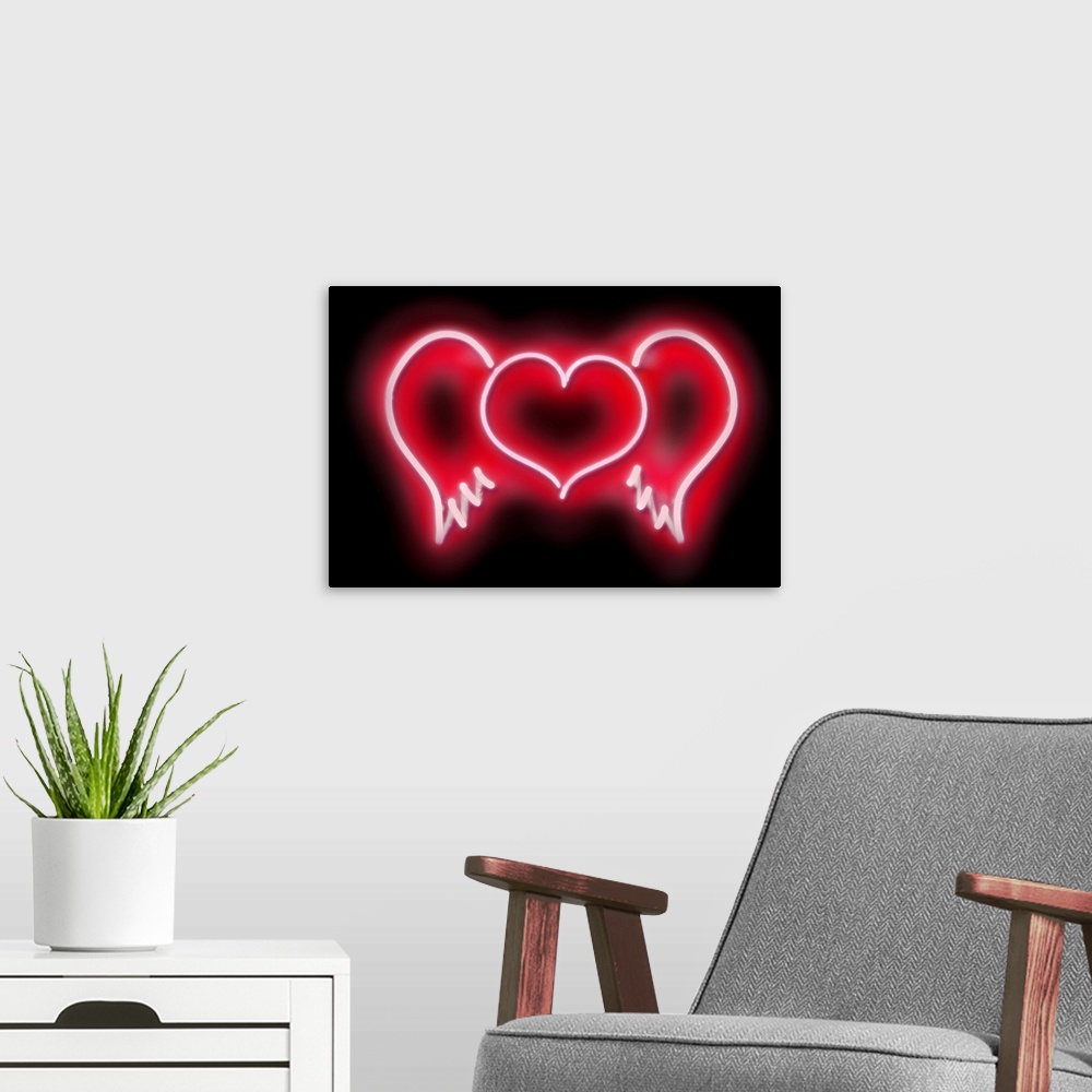 A modern room featuring Neon Heart Wings RB