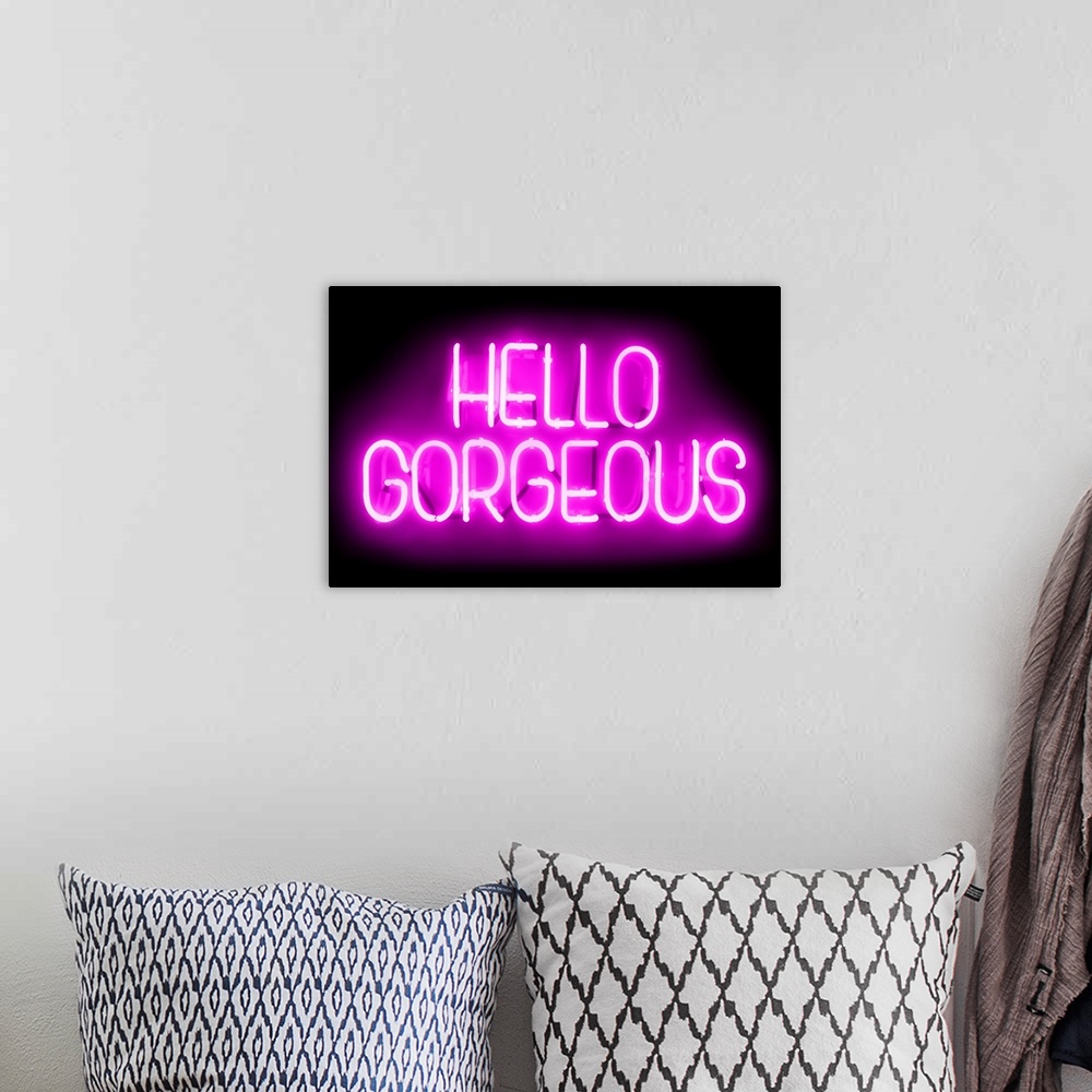 A bohemian room featuring Neon Hello Gorgeous PB