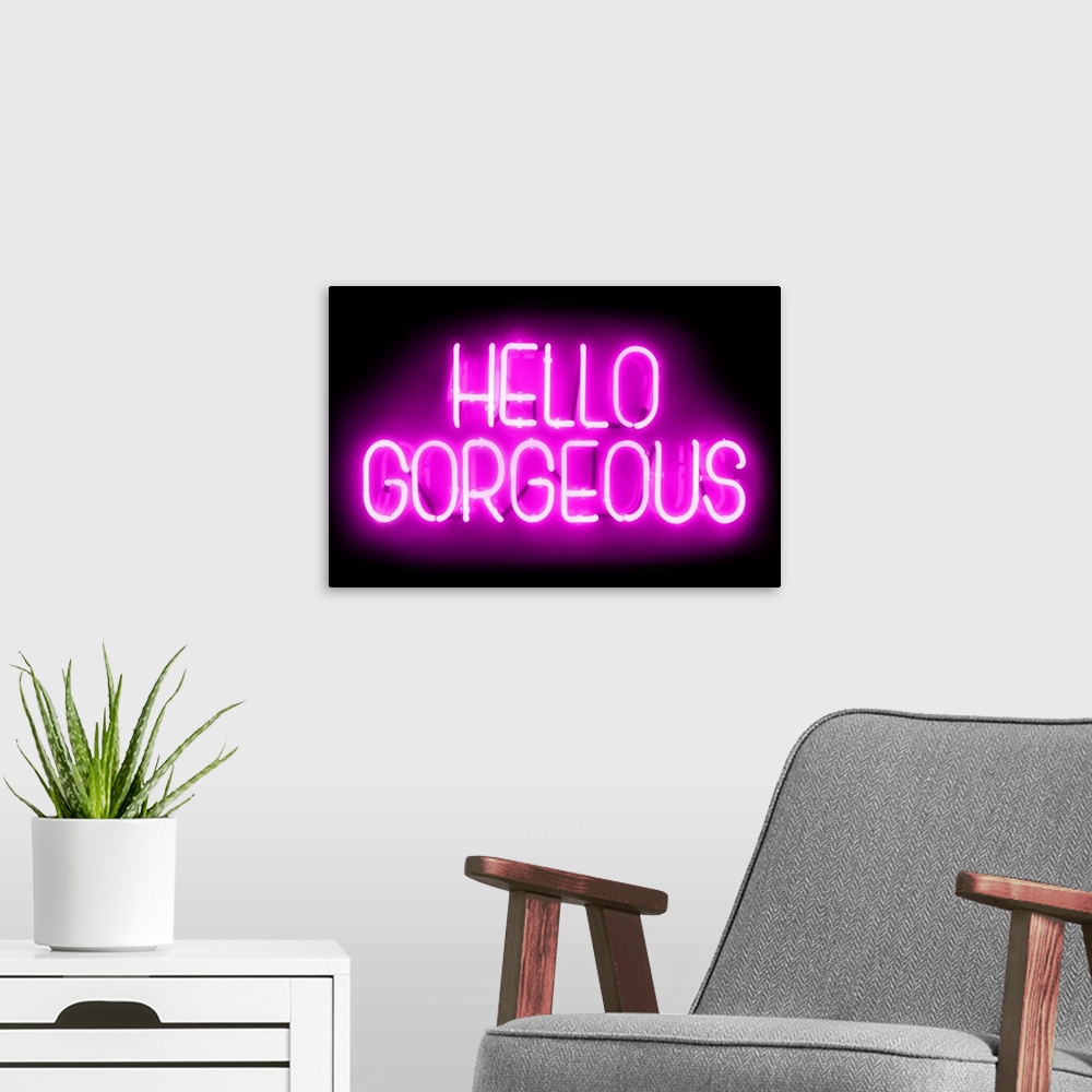 A modern room featuring Neon Hello Gorgeous PB
