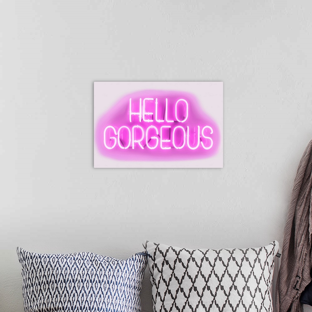 A bohemian room featuring Neon Hello Gorgeous PW
