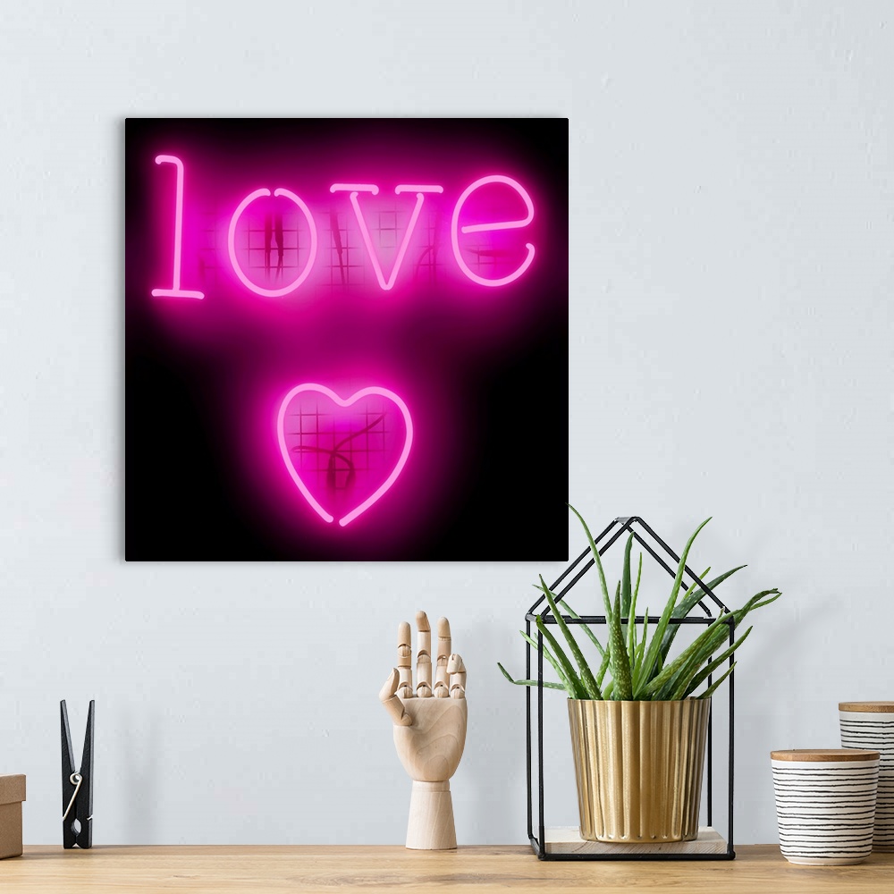 A bohemian room featuring Neon Love Heart PB