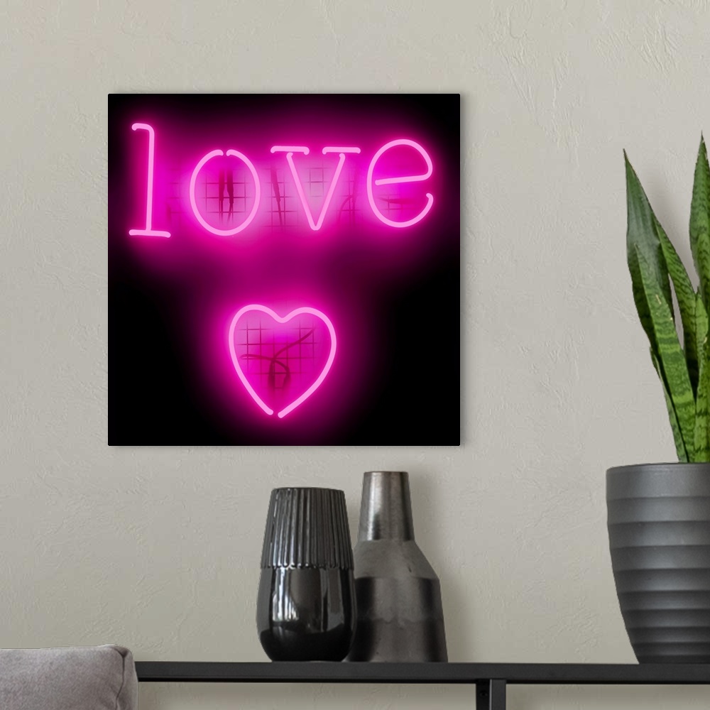 A modern room featuring Neon Love Heart PB