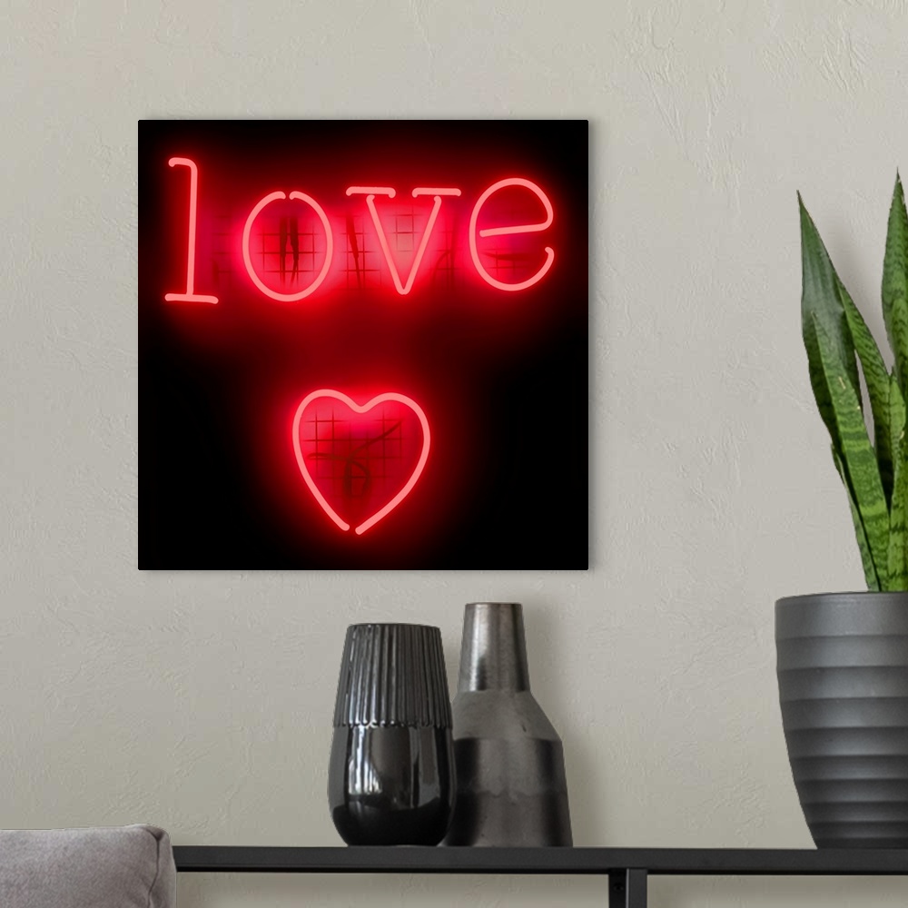 A modern room featuring Neon Love Heart RB