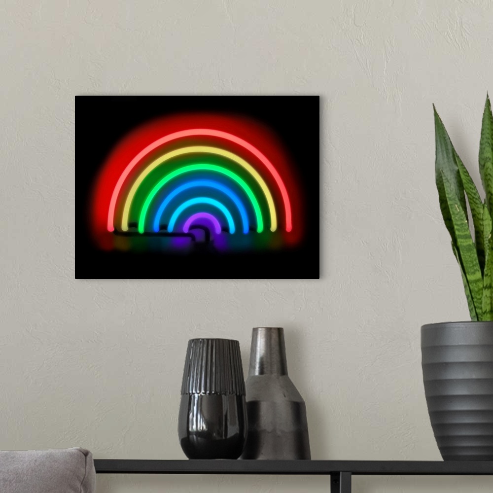 A modern room featuring Neon Rainbow