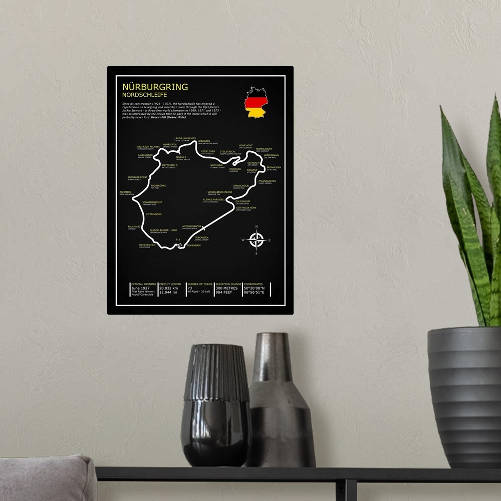 A modern room featuring Nurburgring Nordschleife BL