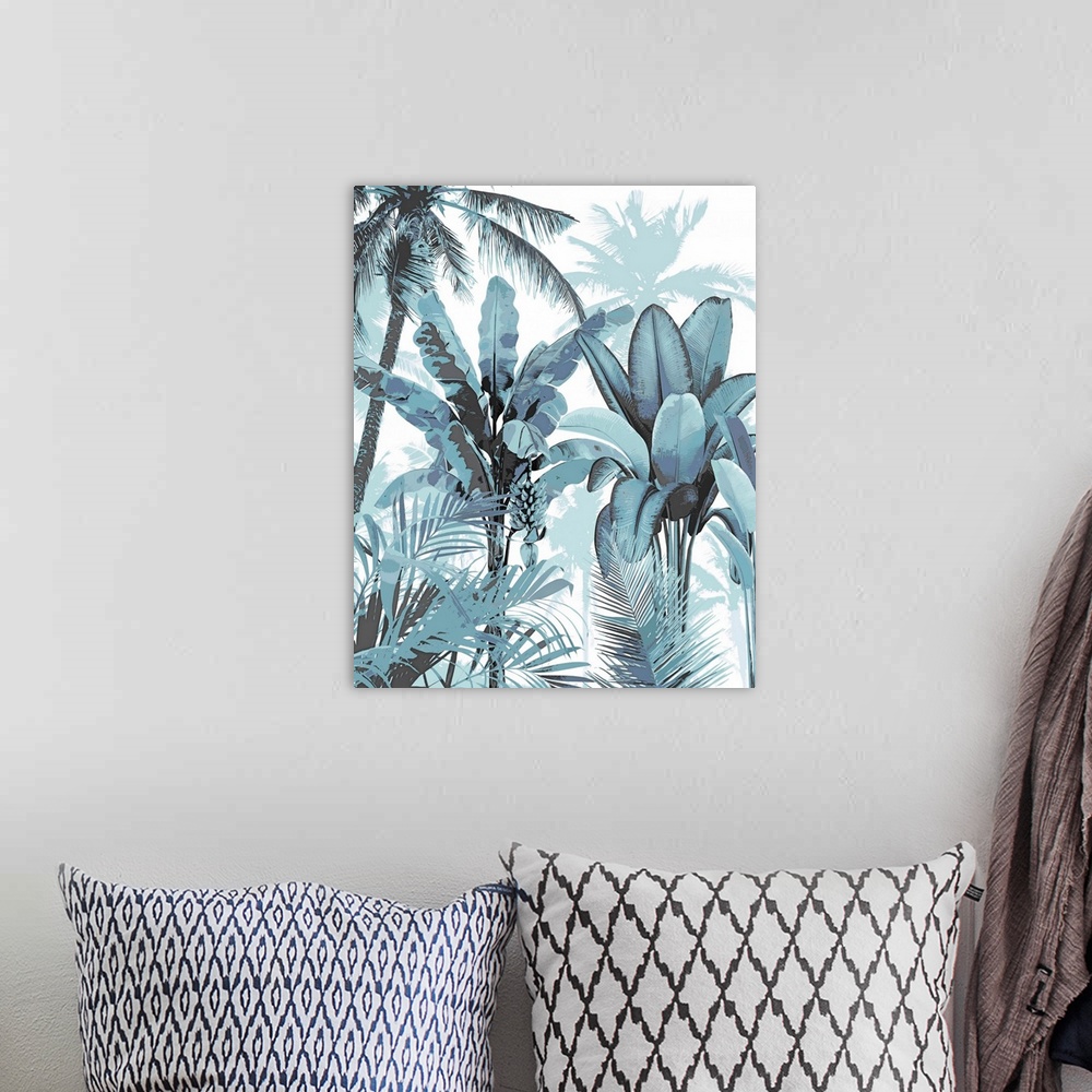 A bohemian room featuring Palm Forest Blue I