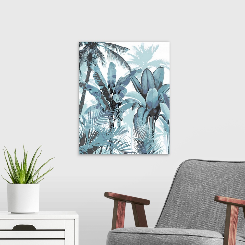 A modern room featuring Palm Forest Blue I