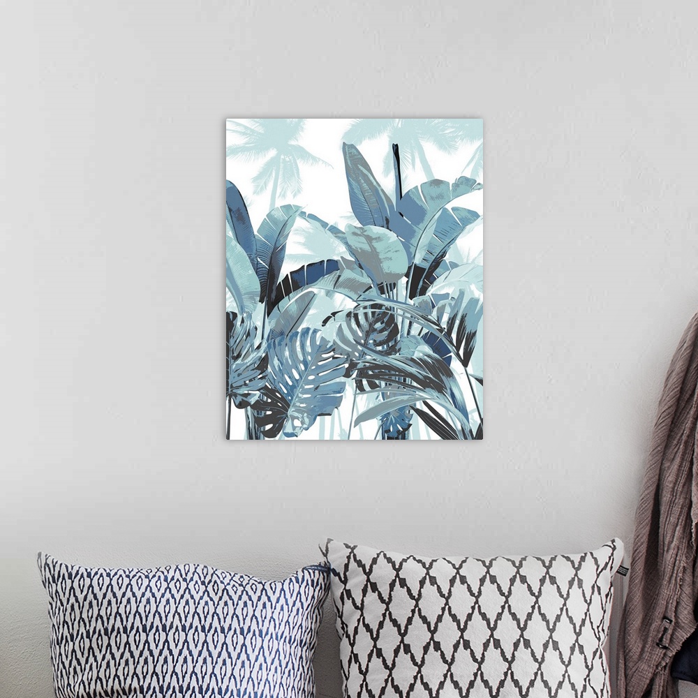 A bohemian room featuring Palm Forest Blue II
