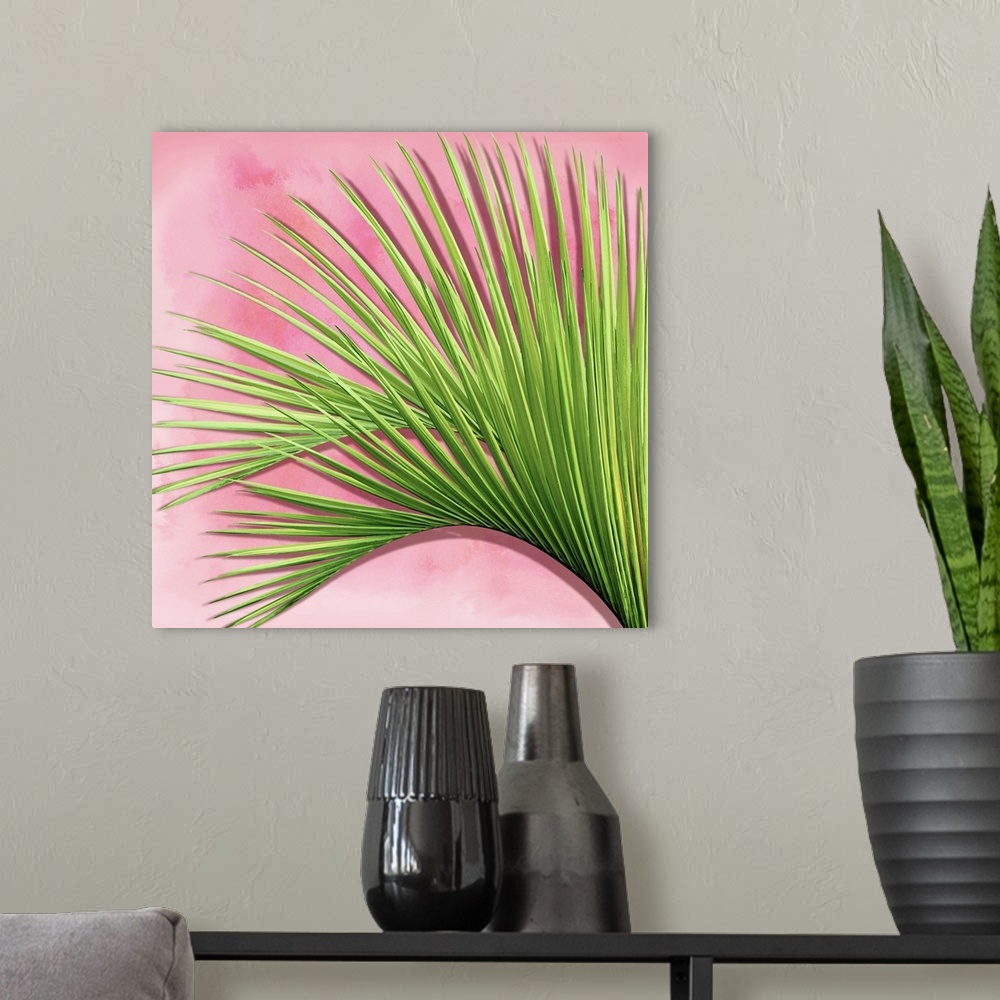 A modern room featuring Palm on Pink IV