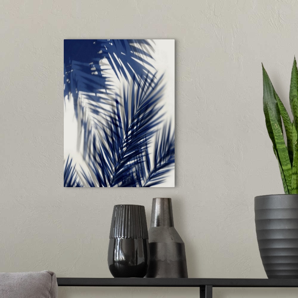 A modern room featuring Palm Shadows Blue II