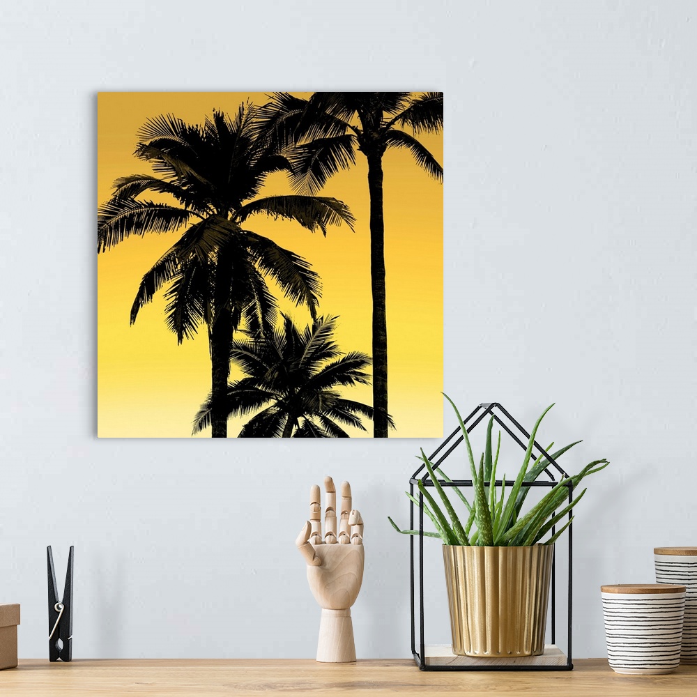 A bohemian room featuring Palms Black on Yellow I