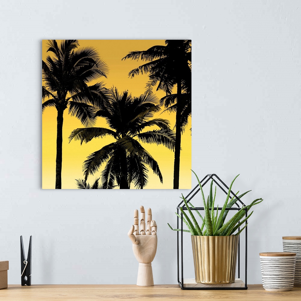 A bohemian room featuring Palms Black on Yellow II