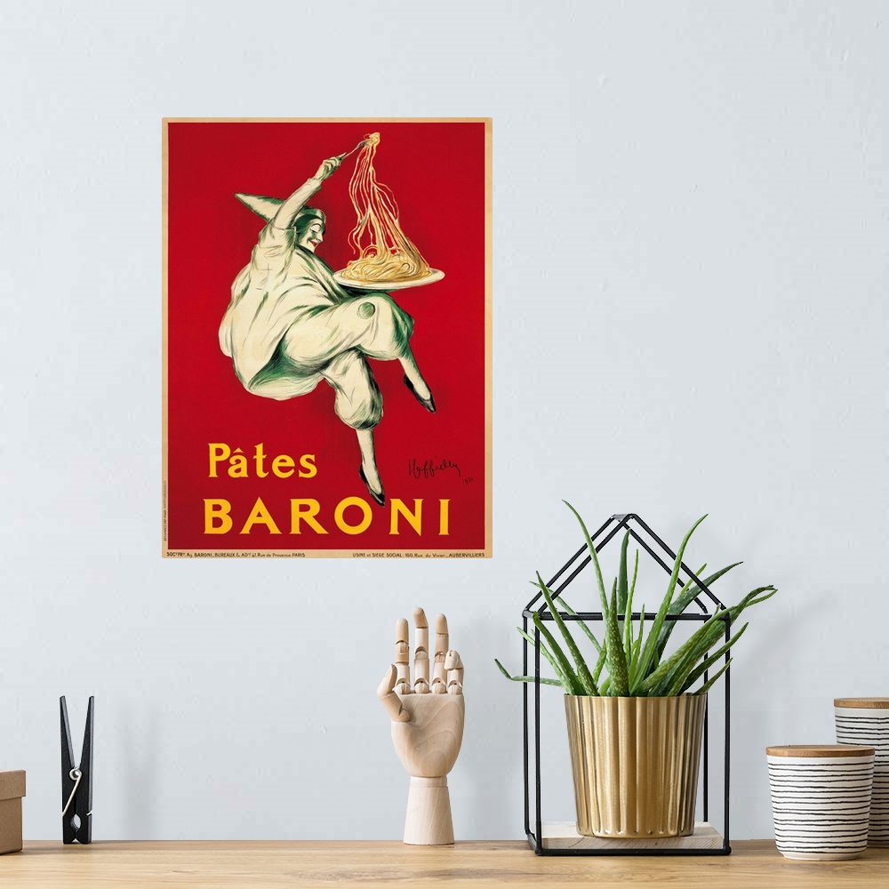 A bohemian room featuring Vintage advertisement of Pates Baroni, 1921 by Leonetto Cappiello.
