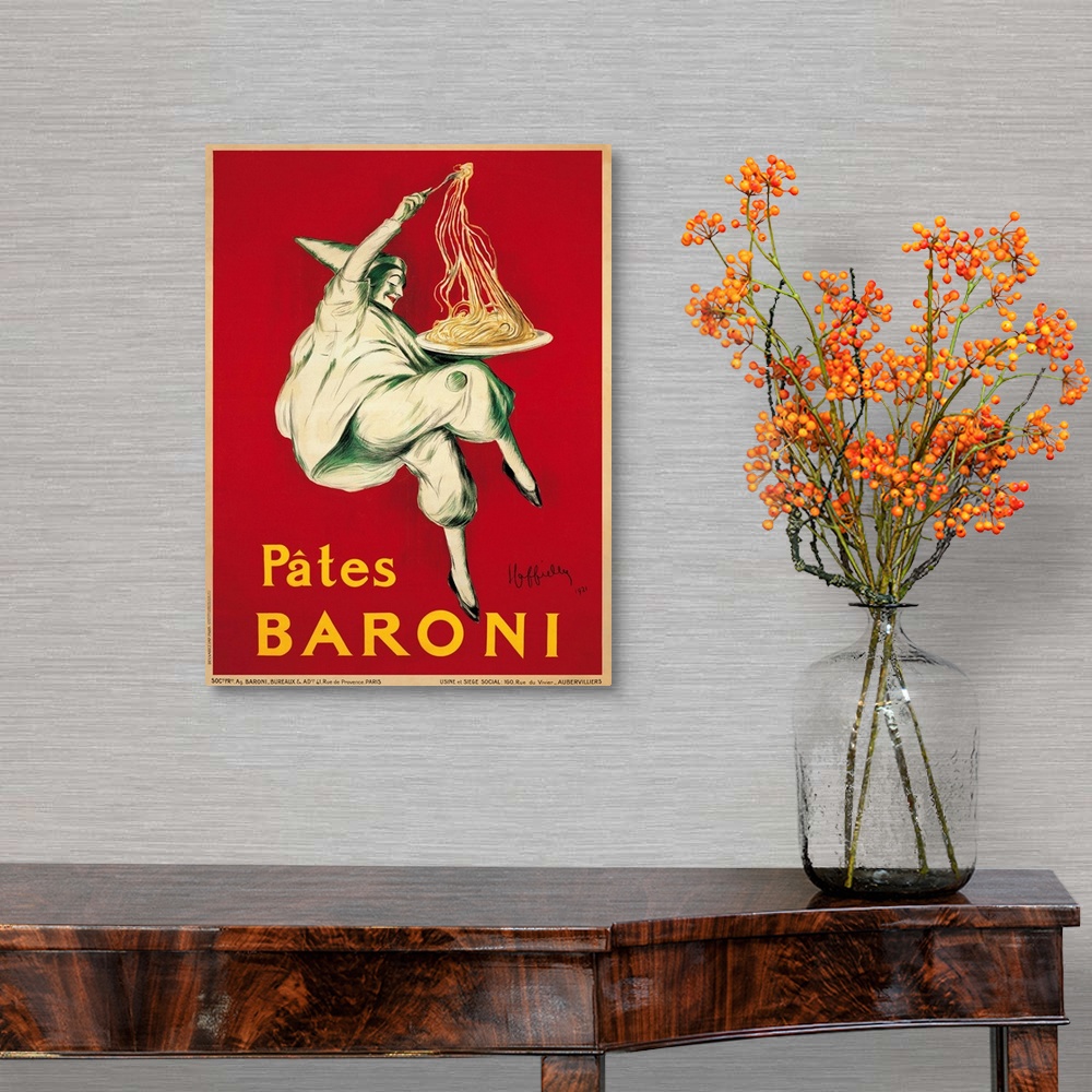 A traditional room featuring Vintage advertisement of Pates Baroni, 1921 by Leonetto Cappiello.