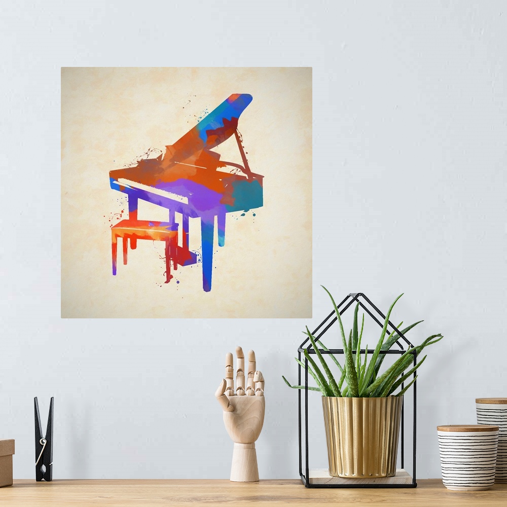 A bohemian room featuring Piano