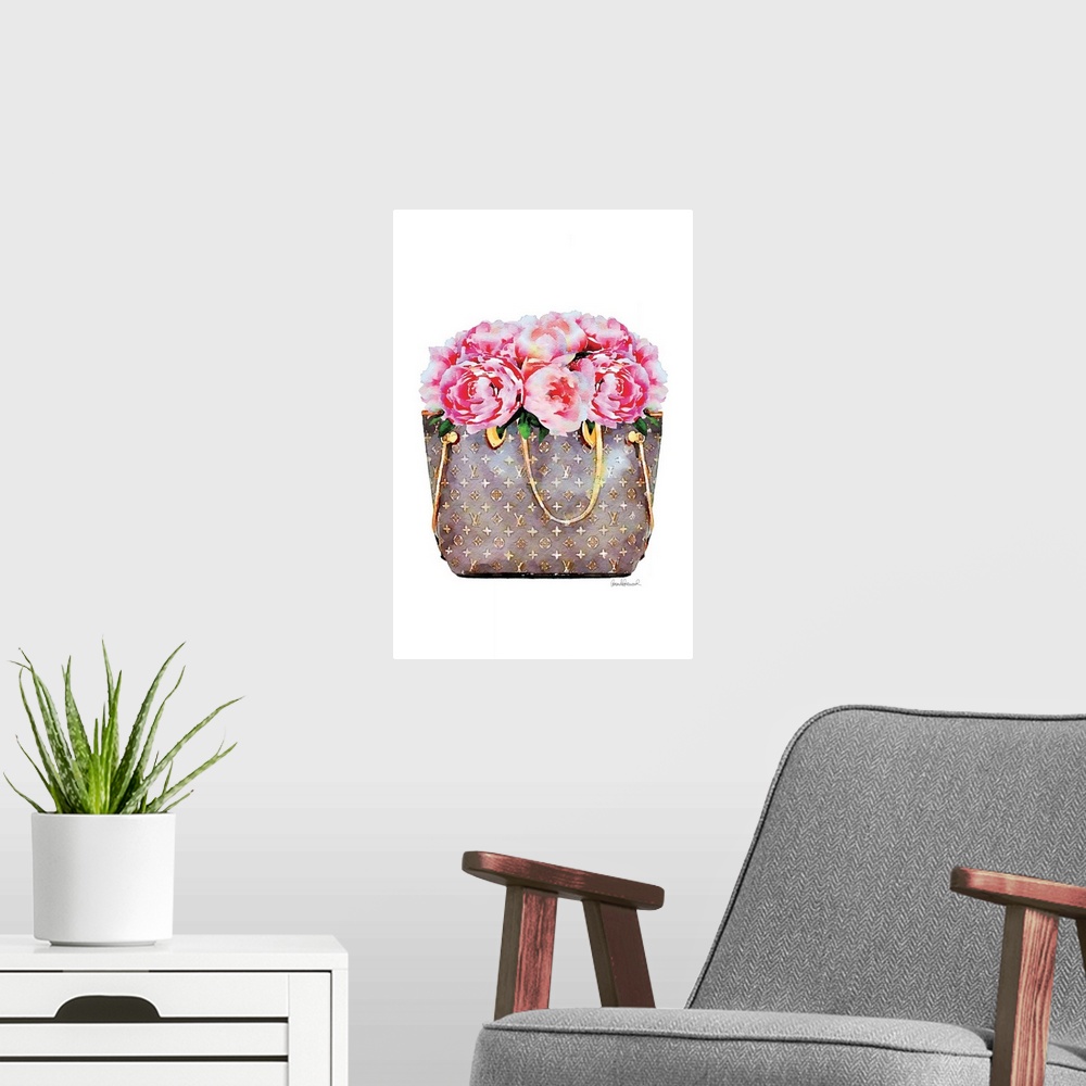 A modern room featuring Pink Peony Bag