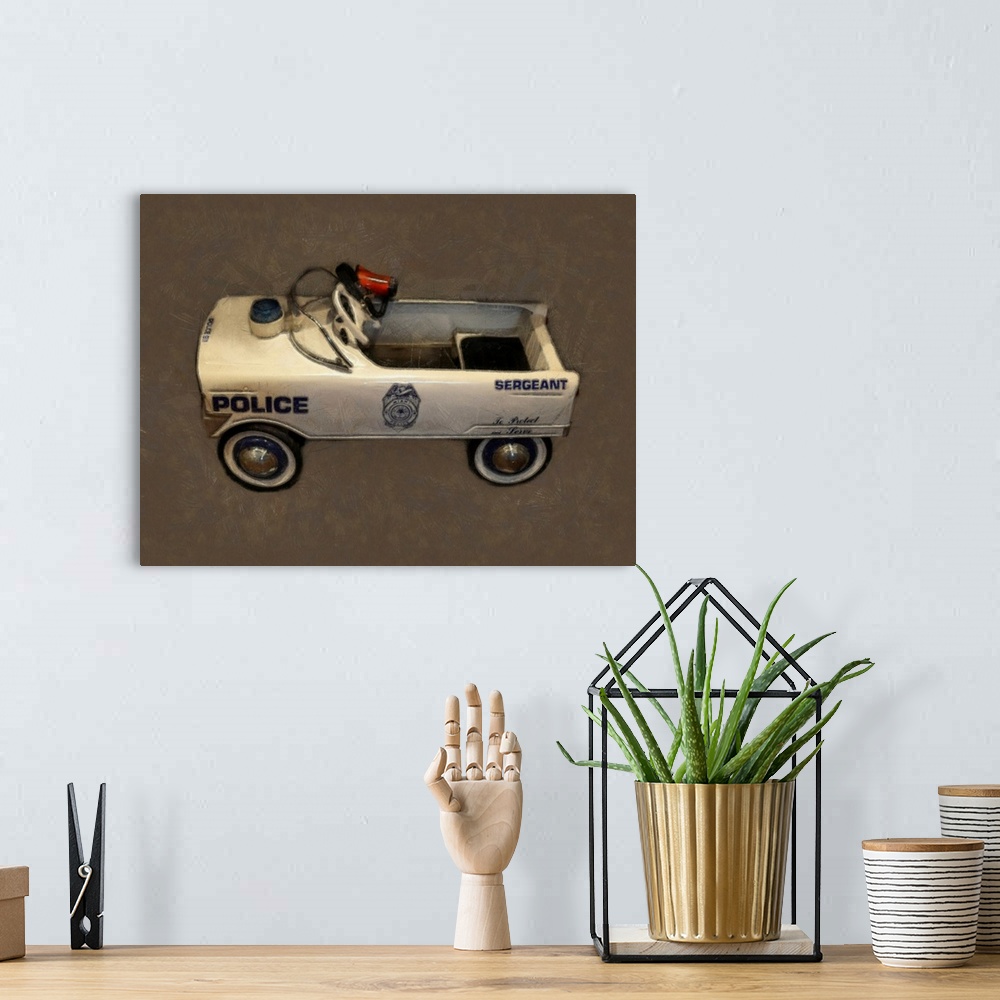 A bohemian room featuring Police Pedal Car