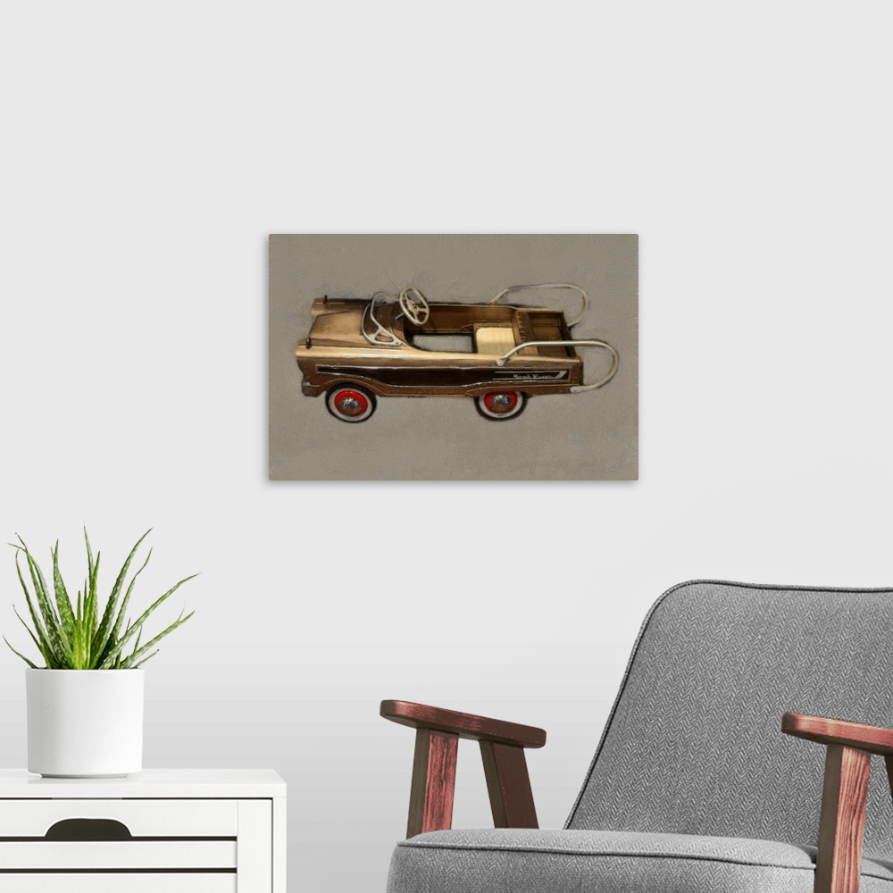 A modern room featuring Ranch Wagon Pedal Car