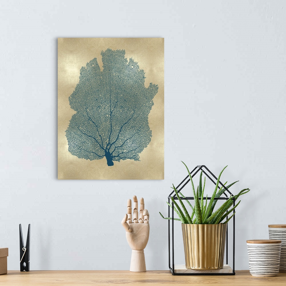 A bohemian room featuring Sea Fan Teal on Gold I