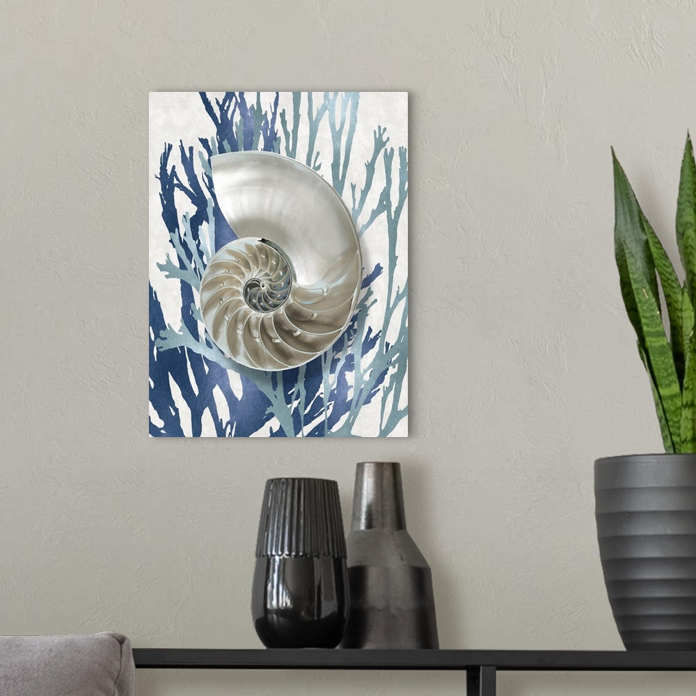 A modern room featuring Shell Coral Aqua Blue II