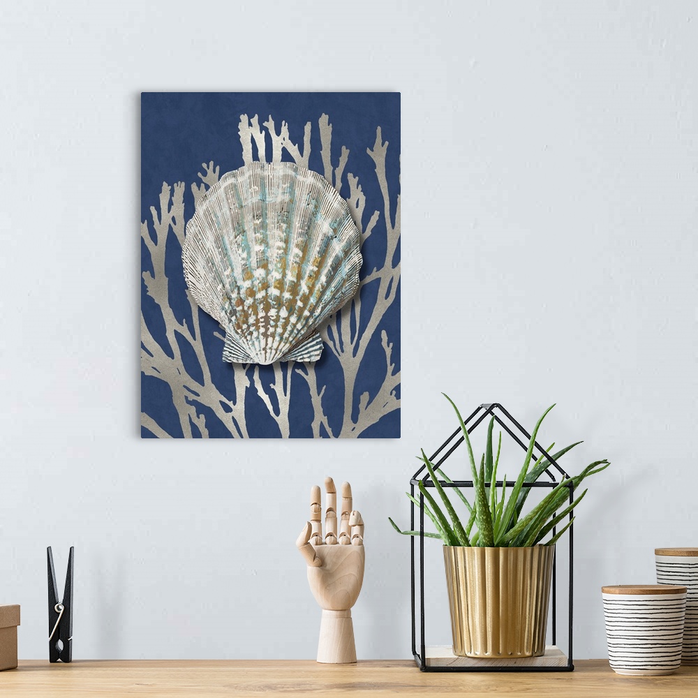 A bohemian room featuring Shell Coral Silver on Blue IV
