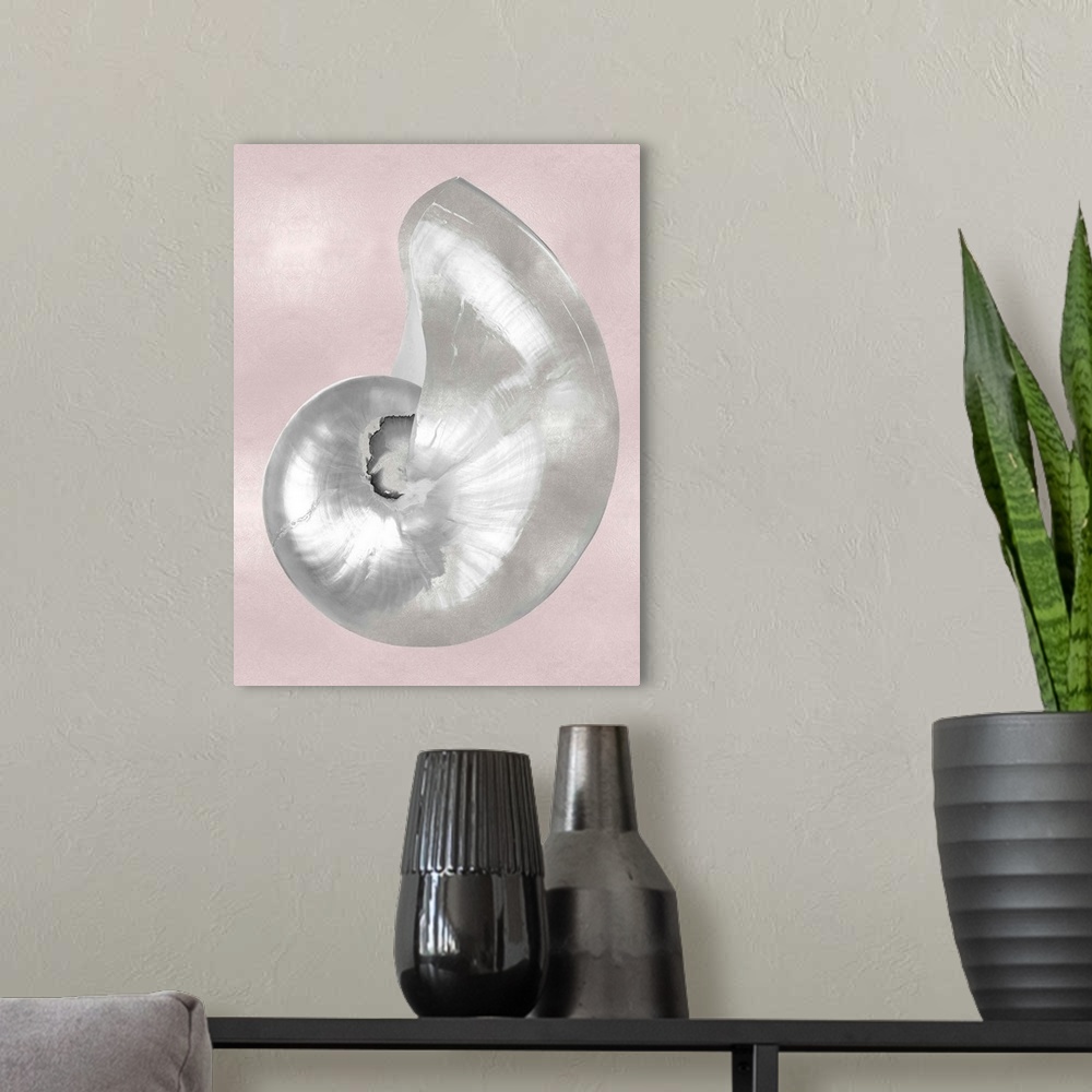 A modern room featuring Silver Shell on Pink Blush I