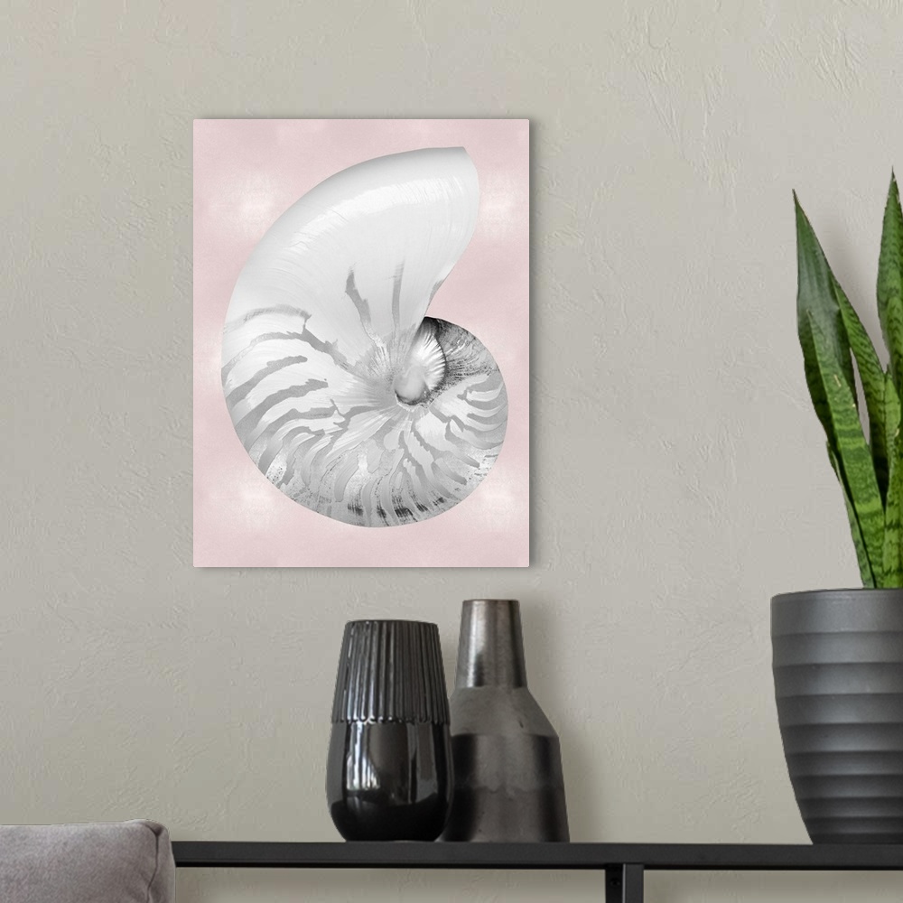 A modern room featuring Silver Shell on Pink Blush II