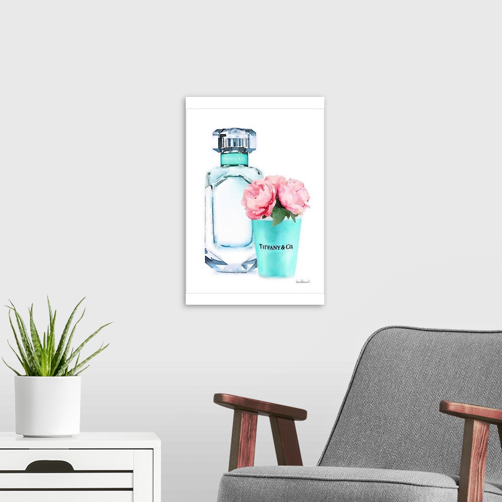 A modern room featuring Teal Bottle With Roses