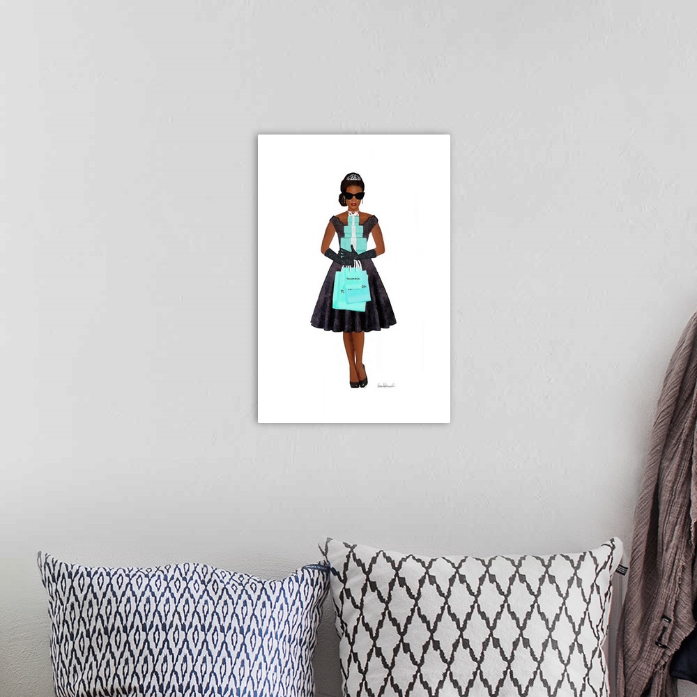 A bohemian room featuring Teal Shopping Girl