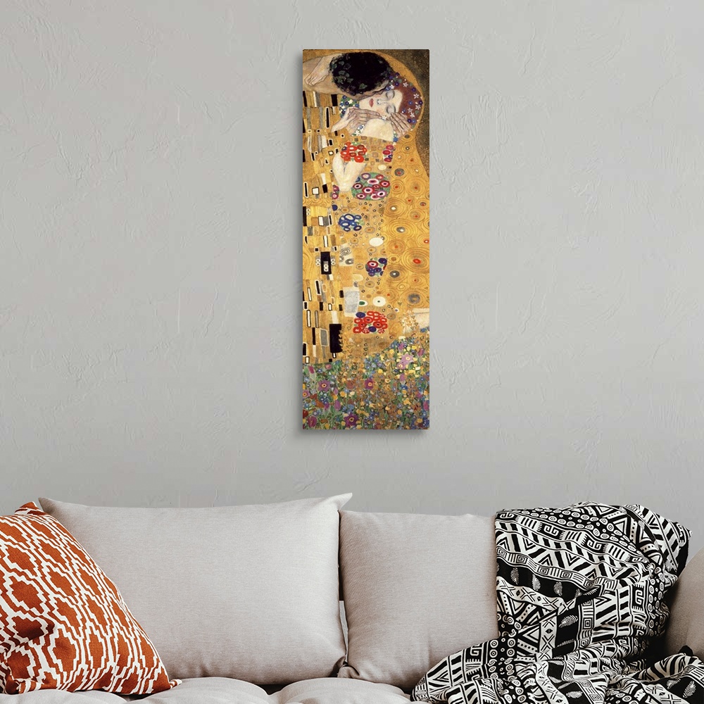 A bohemian room featuring The Kiss by Gustav Klimt, 1908